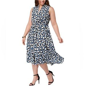 Anne Klein Womens Drawstring Fit Flare Dress Size L